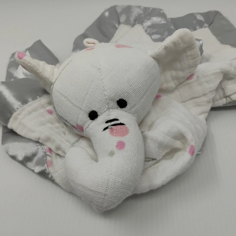 Aden Anais Elephant Owl Lovey Security Blanket Gray Satin Edges‎ SEE DESCRIPTION